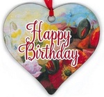 HAPPY BIRTHDAY Keepsake Wooden Heart 10cm