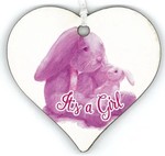 IT'S A GIRL Keepsake Wooden Heart 10cm