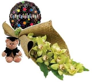 Graduation bear and flowers Gift