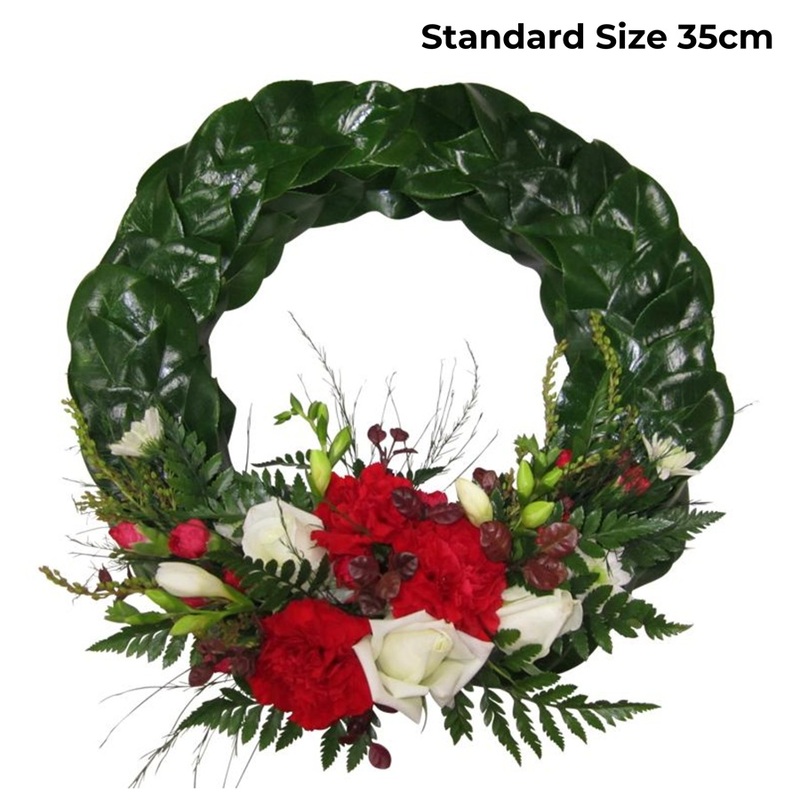 Standard Formal Anzac Wreath with Flowers
