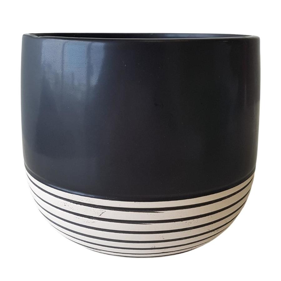 Black and Stripe Ceramic Pot
