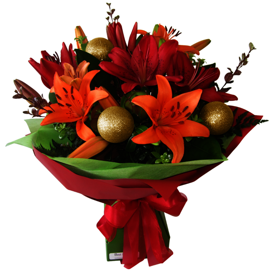 N.Z. Christmas bouquet red lillies