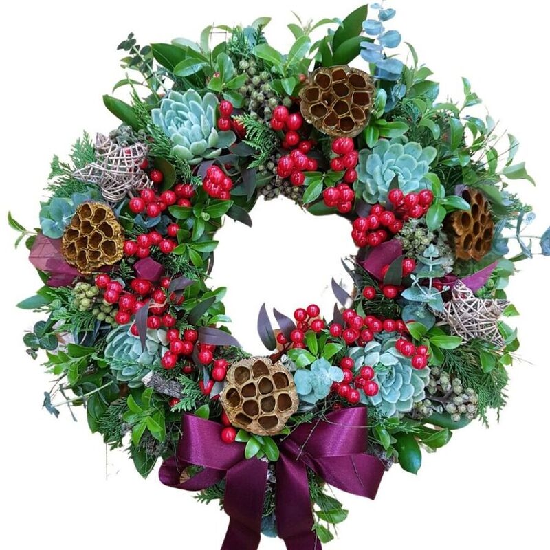 Christmas Wreath Christmas door wreath with black front door