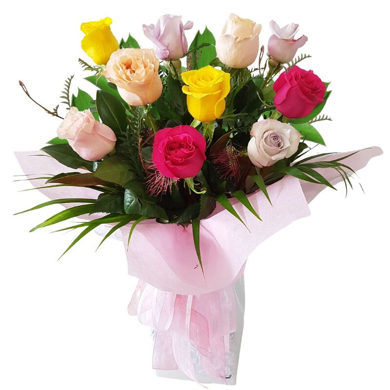 Coloured Rainbow Rose Bouquet Auckland