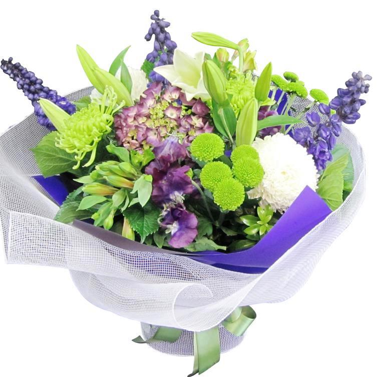 Sympathy flowers in Purple and white Flower Bouquet Delivery Auckland NZ.