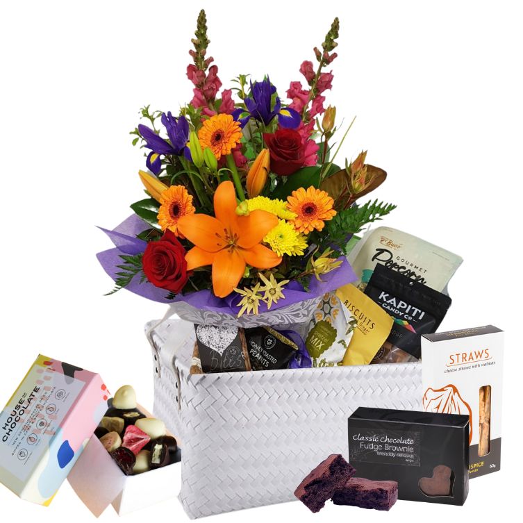 Gift Basket and Flowers package Auckland N.Z., 