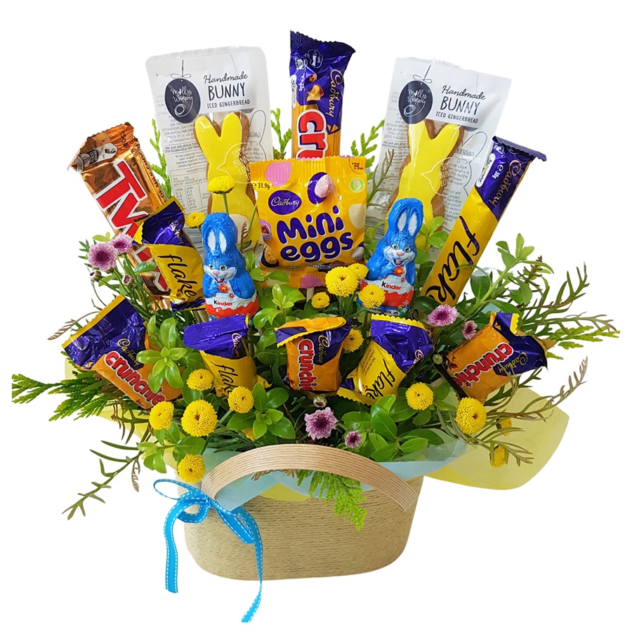 Easter Choccie Potz basket with mini Easter eggs and bunny chocolates Auckland
