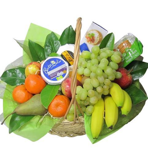 cheeses and fruit gift basket