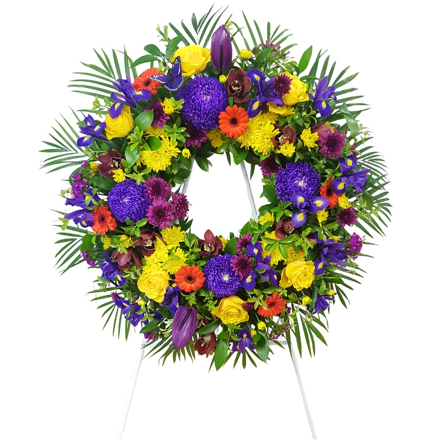 Large Funeral Wreath with Stand Standing Wreath of BrightFuneral Flowers