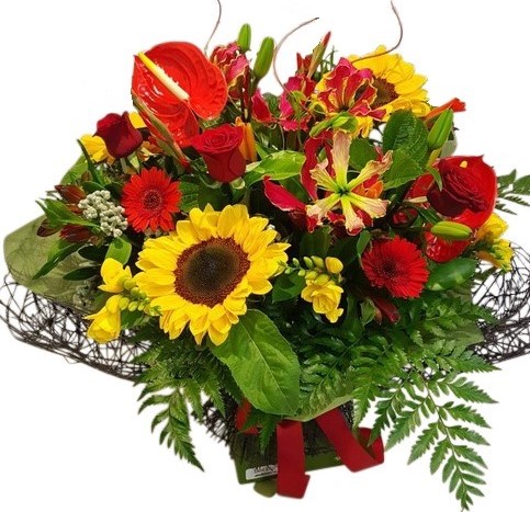 Lucky Red & Yellow Flower Bouquet Auckland Delivery for Lunar New Year, 