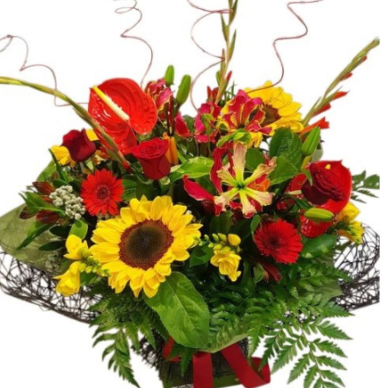 Lucky Chinese New Year Flowers. Red and Yellow Bouquet Auckland.
