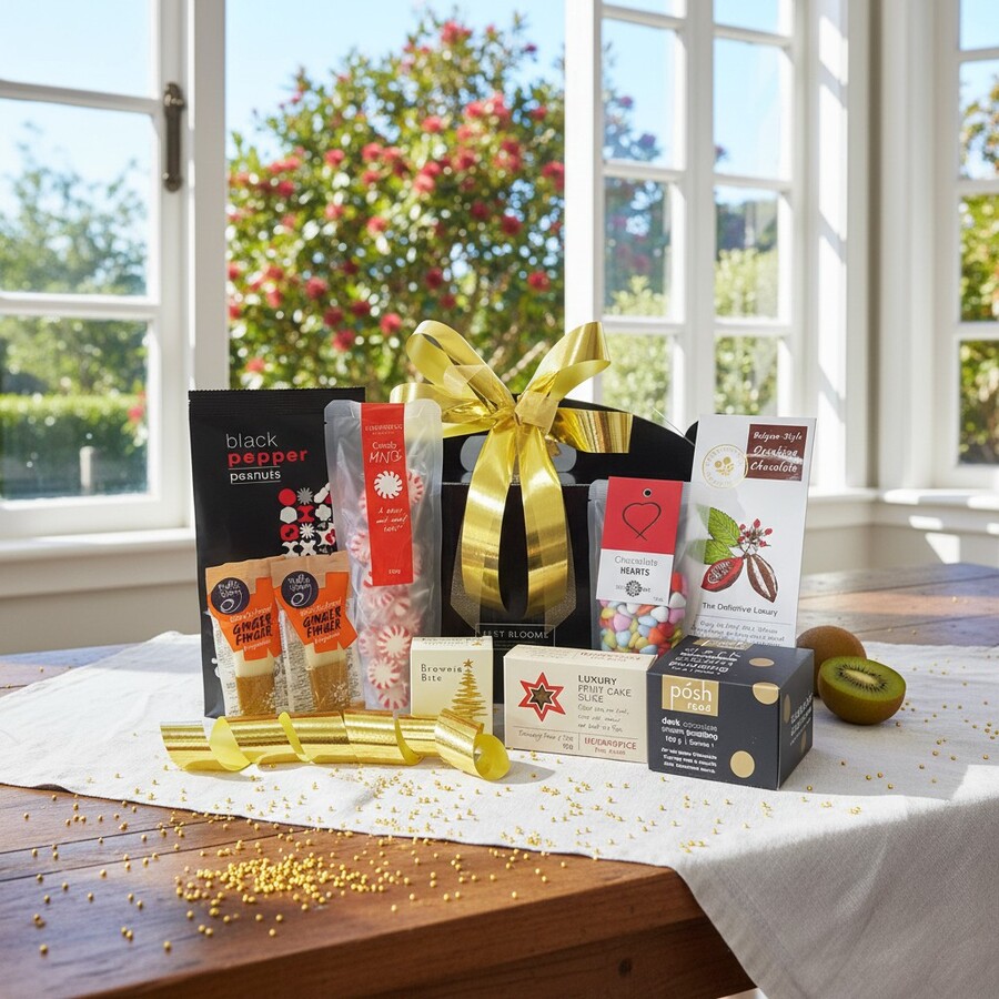 Jingle Bells Christmas Gift Box in styled scene shot