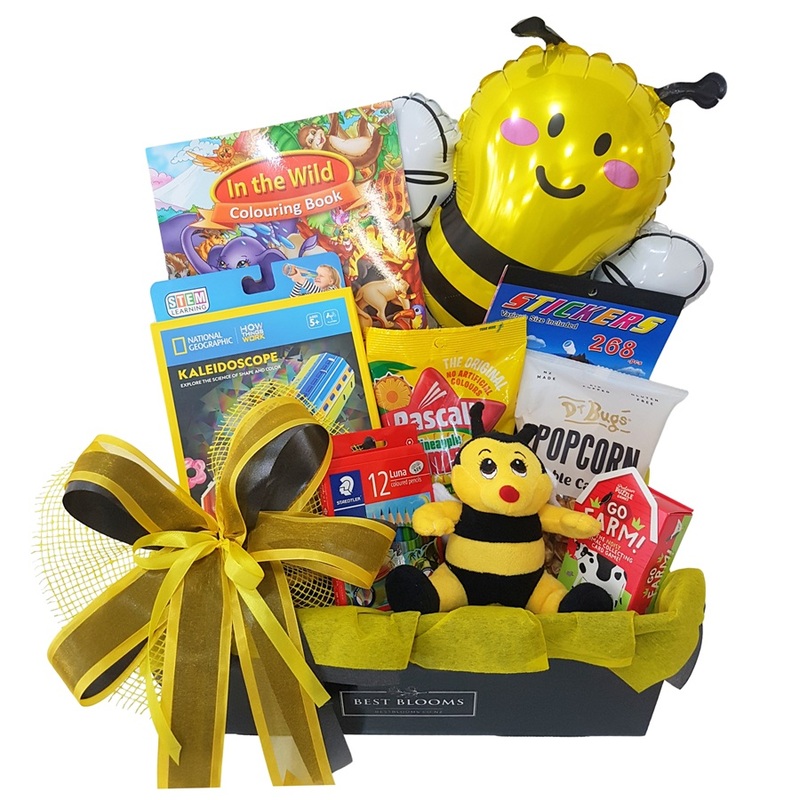Kids Activity Basket Get well gift basket for kids with Buzzy Bee and activities