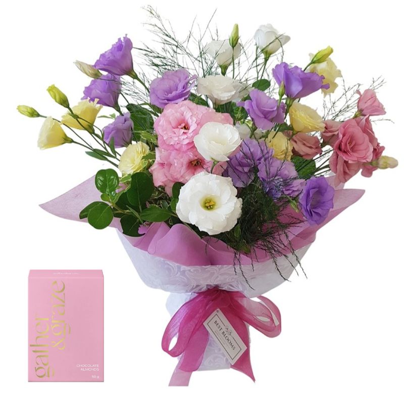 Lisianthus & Chocolate Almonds – Weekly Flowers Special Best Blooms Auckland