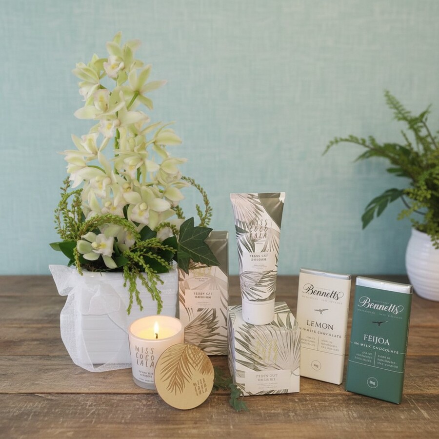 Elegant Orchid Flower Arrangement in Ceramic Pot
