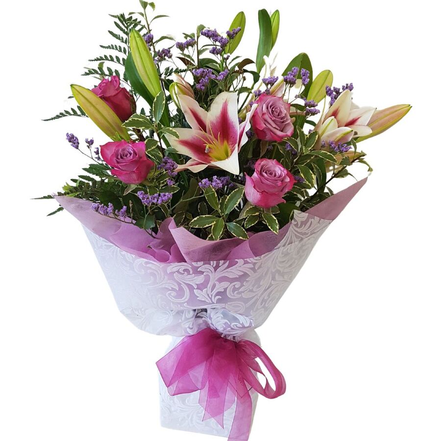white roses and pink lillies auckland
