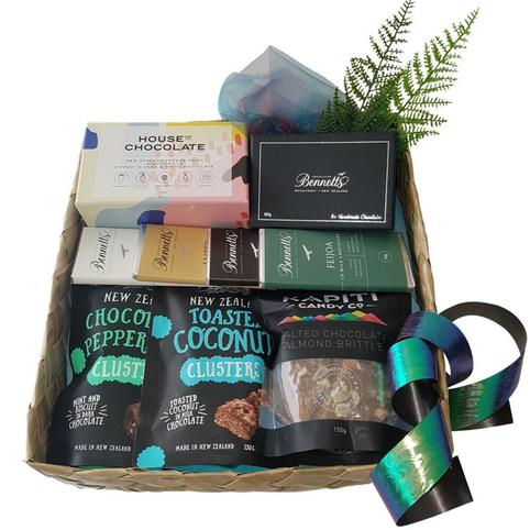 gift basket of nz made chocolates