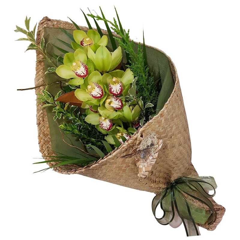 New Zealand kete wrap flowers 