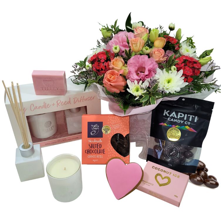 Mothers Day Pink Lychee Scented Gift and Flowers