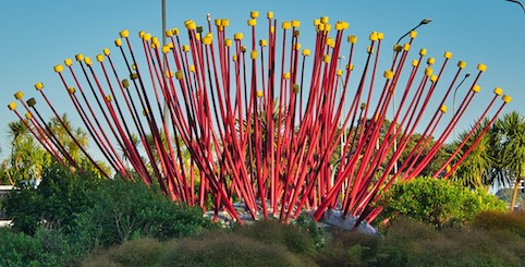 Red Pohutukawa Sculpture Auckland Motorway Junction NZ