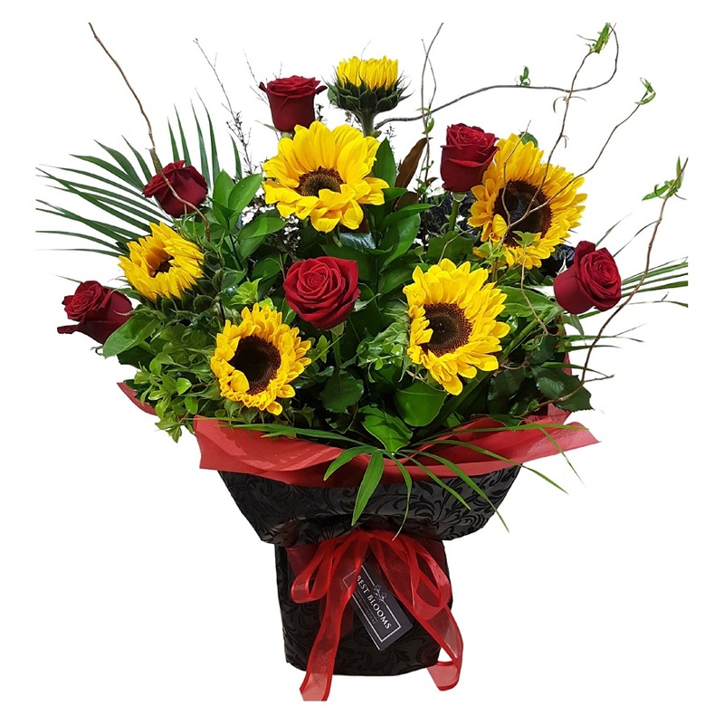 Red Roses and Sunflowers