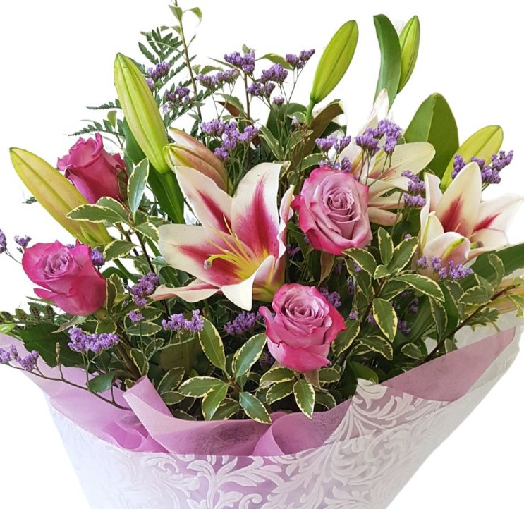 white roses and pink lillies auckland