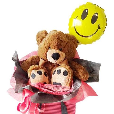 teddy bear smiley face gift basket auckland
