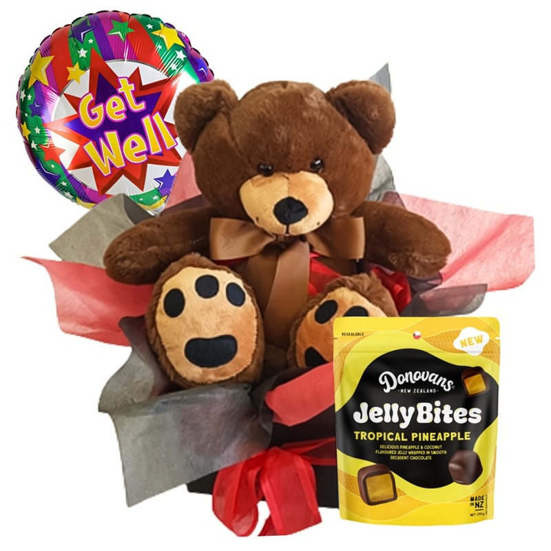 teddy bear get well gift basket for hospital auckland