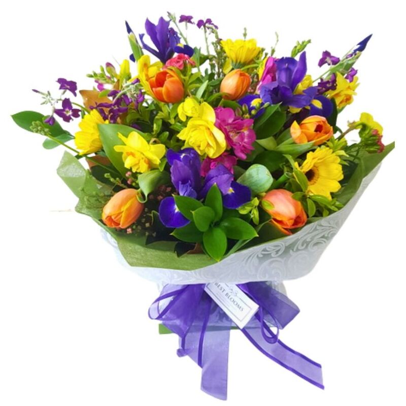 Spring Bouquet Flowers Daffodils Tulips Iris Auckland