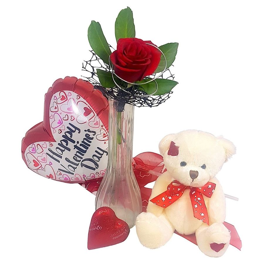 Valentines day teddy bear included in gift box
