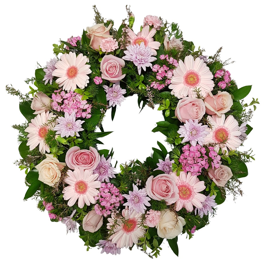 Pretty Pink funeral Wreath Auckland Nz, 