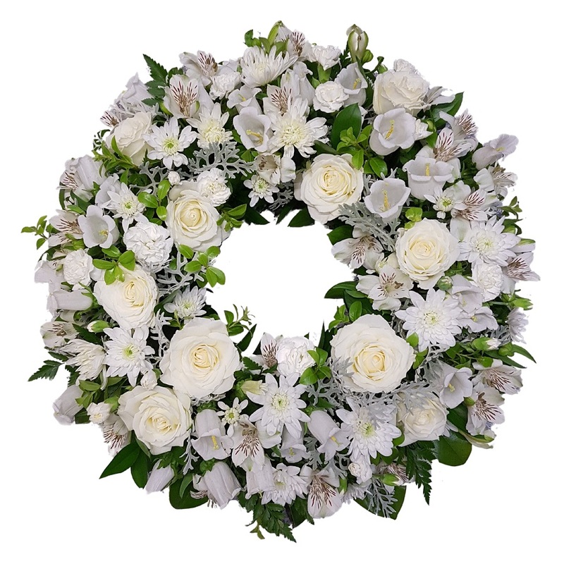 white funeral wreath Auckland, 
