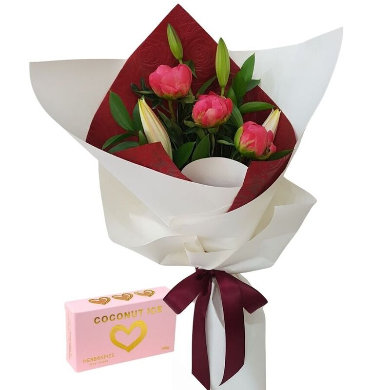 Peonies and Lilies – Weekly Flowers Special Best Blooms Auckland, Peonies and Oriental Lily Bouquet