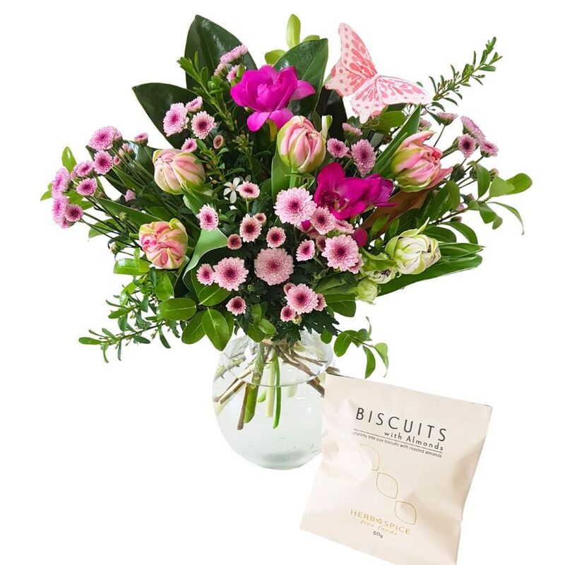 Promotion weekly special deals flowers Auckland NZ, Spring Posy Vase with Butterfly