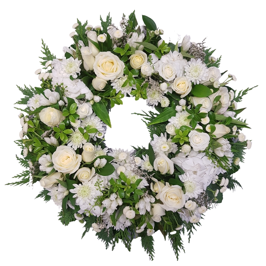 white%20funeral%20wreath%20Auckland, 