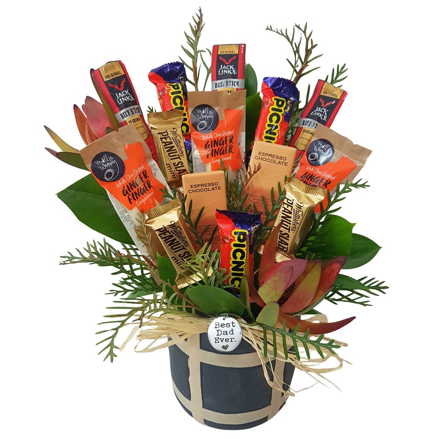 Best Dad Ever Chocolate Bouquet with Fathers Day Keyring