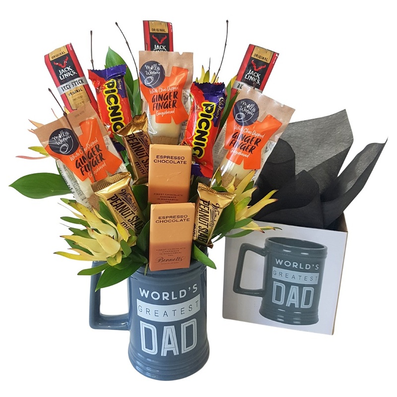 World's Greatest Dad Chocolate Bouquet in Tankard Mug