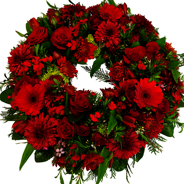 Red Rose funeral wreath