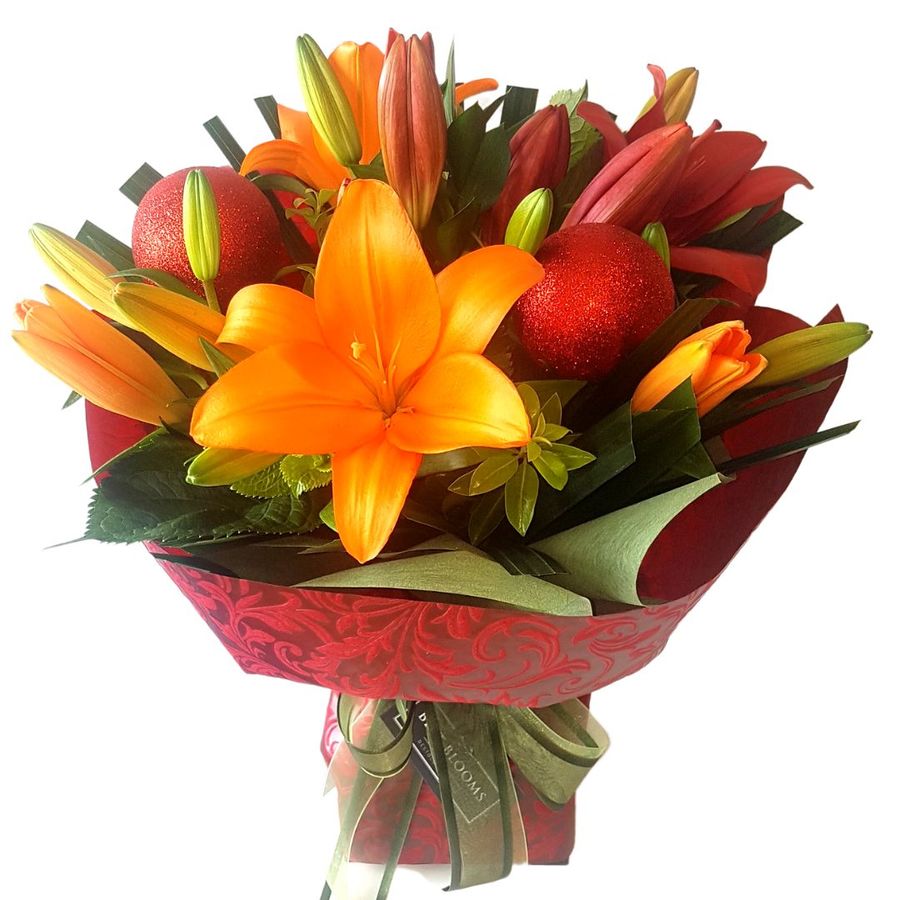 Red Christmas Lily Bouquet
