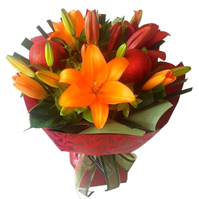 N.Z. Christmas bouquet red lillies
