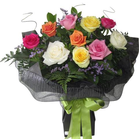 Coloured Rainbow Rose Bouquet Auckland