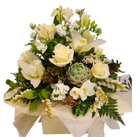 cream flower arrangement