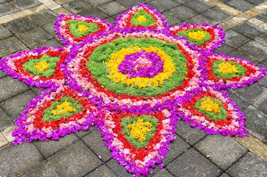 Rangoli mandala at entrance Diwali