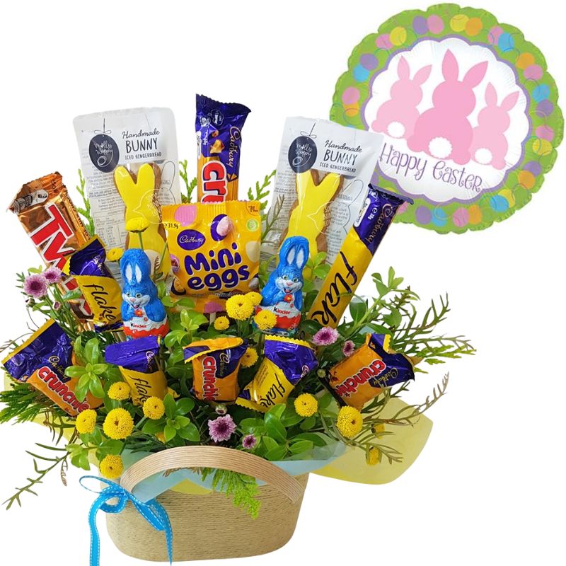 Easter Choccie Basket & Balloon – Weekly Flowers Special Best Blooms Auckland