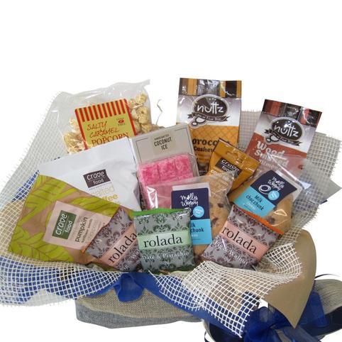 close up of gluten free products included in gluten free gift basket