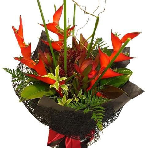 Red heliconia tropical flowers