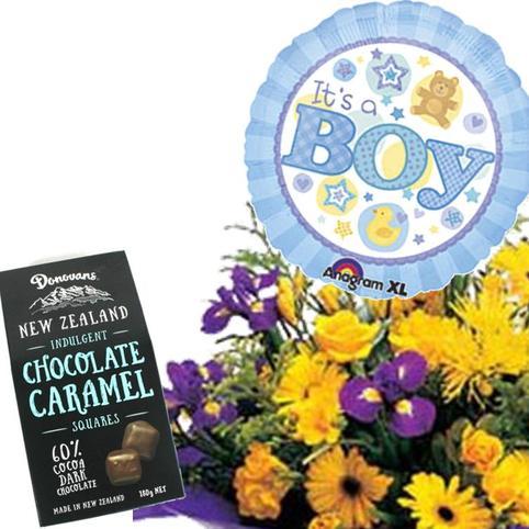 Baby Bouquet, Helium Balloon, Chocolates Package baby boy or girl gift bouquet, baby balloon, chocolates gift package
