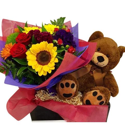 flowers and teddy bear gift delivered Auckland