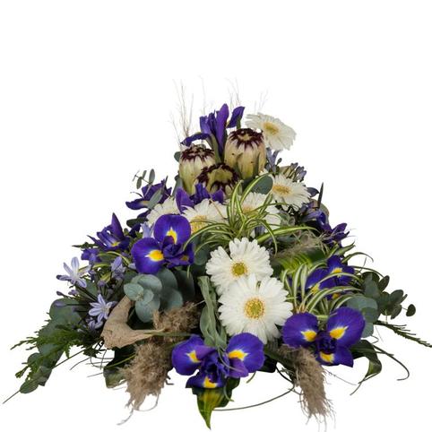Coastal Breeze Natural Funeral Spray front view of beach themed coast floral casket spray auckland