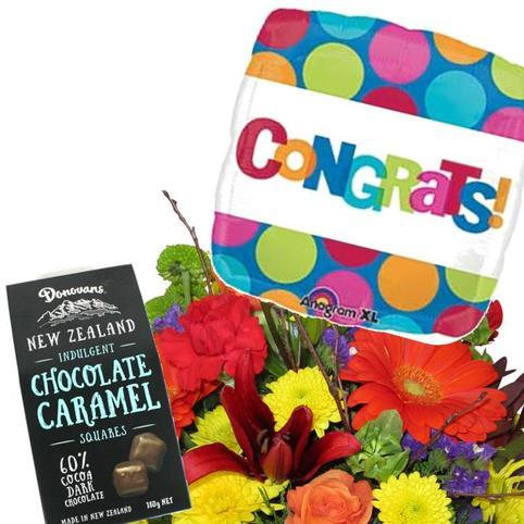 Celebration Bouquet, Balloon, Chocolates Gift Package congratulations bouquet, congratulations balloon chocolates gift package